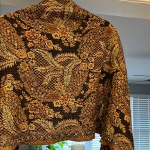 Vintage Newport News Wool Wrap Floral and Leaf Designs Beaded